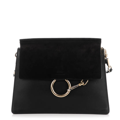 Chloe Suede Calfskin Medium Faye Shoulder Bag Black 1 of 8