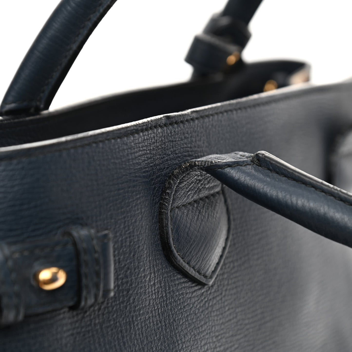 Grainy Calfskin House Check Medium Banner Tote Ink Blue