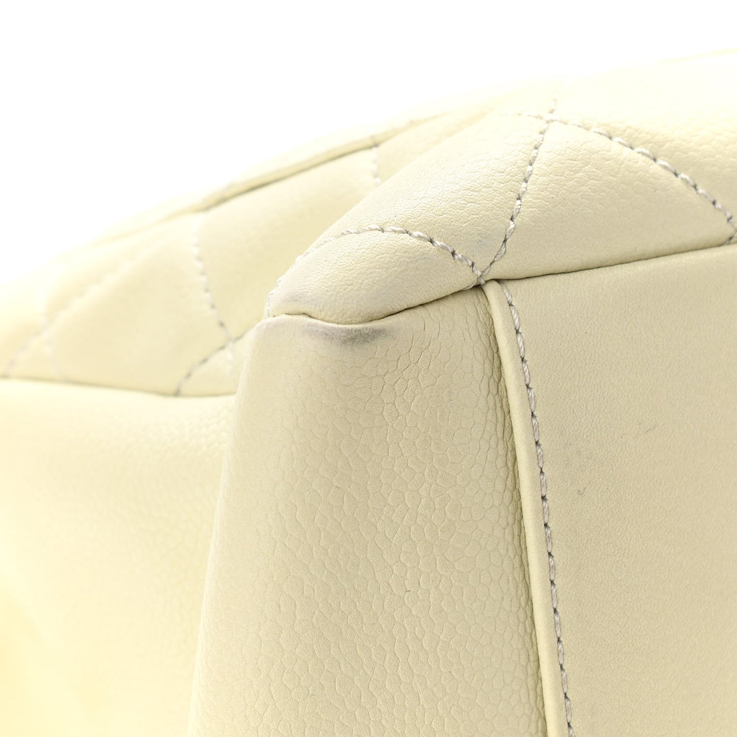 Caviar Quilted Grand Shopping Tote GST White
