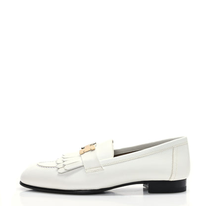 Hermes Calfskin Womens Royal Loafer 36 White 1 of 9