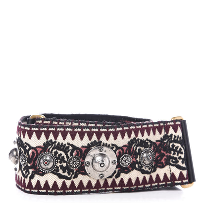 Christian Dior Canvas Embroidered Studded Shoulder Strap Burgundy 2 of 3
