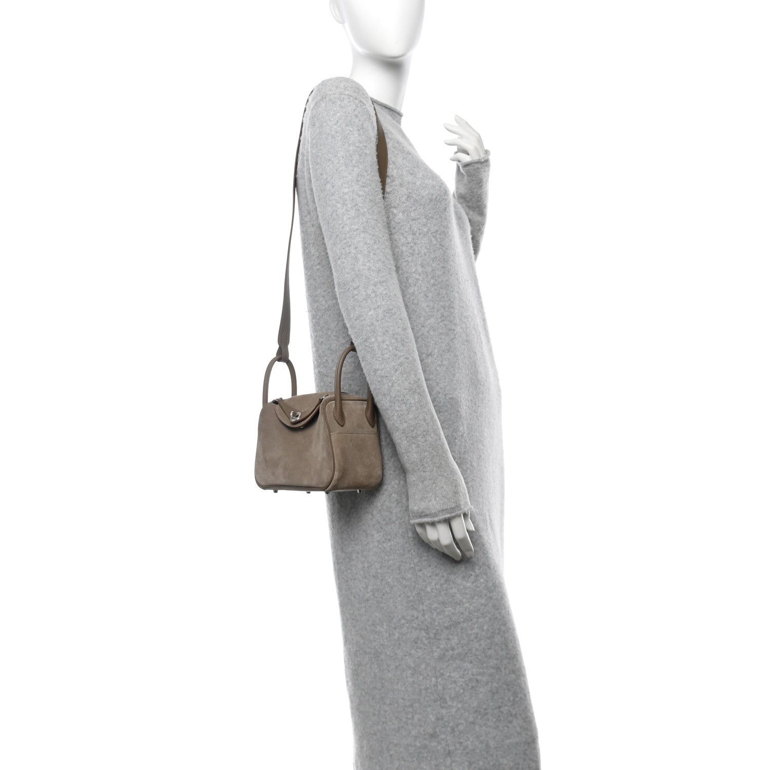 Hermes Veau Grizzly Swift Mini Lindy 20 Gris Caillou Etoupe 2 of 12