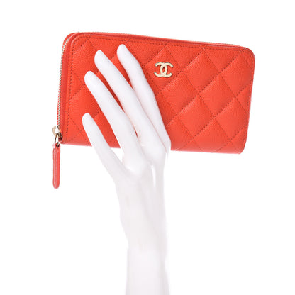 Chanel Caviar Quilted Small Zip Around Wallet Red 2 of 9