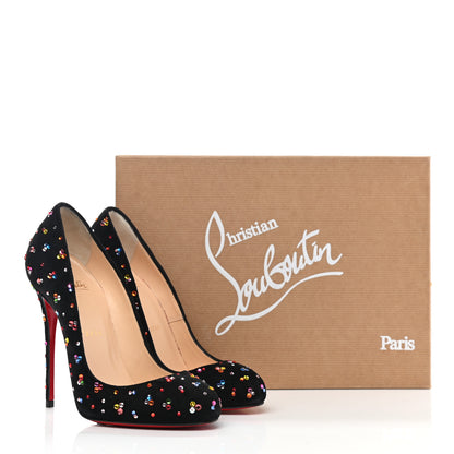 Christian Louboutin Veau Velour Dorissima Clair de Lune 120 Pumps 35.5 Black Multi 10 of 10