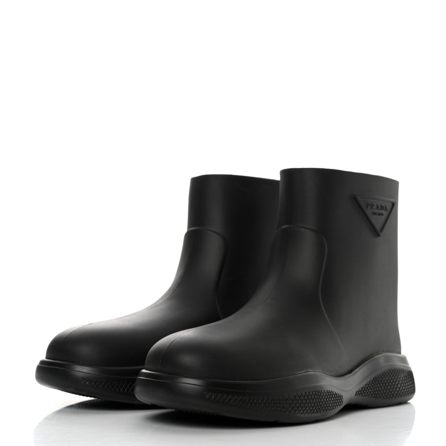 Soft Mellow Rubber Triangle Logo Embossed Womens 25mm Booties 39 Black