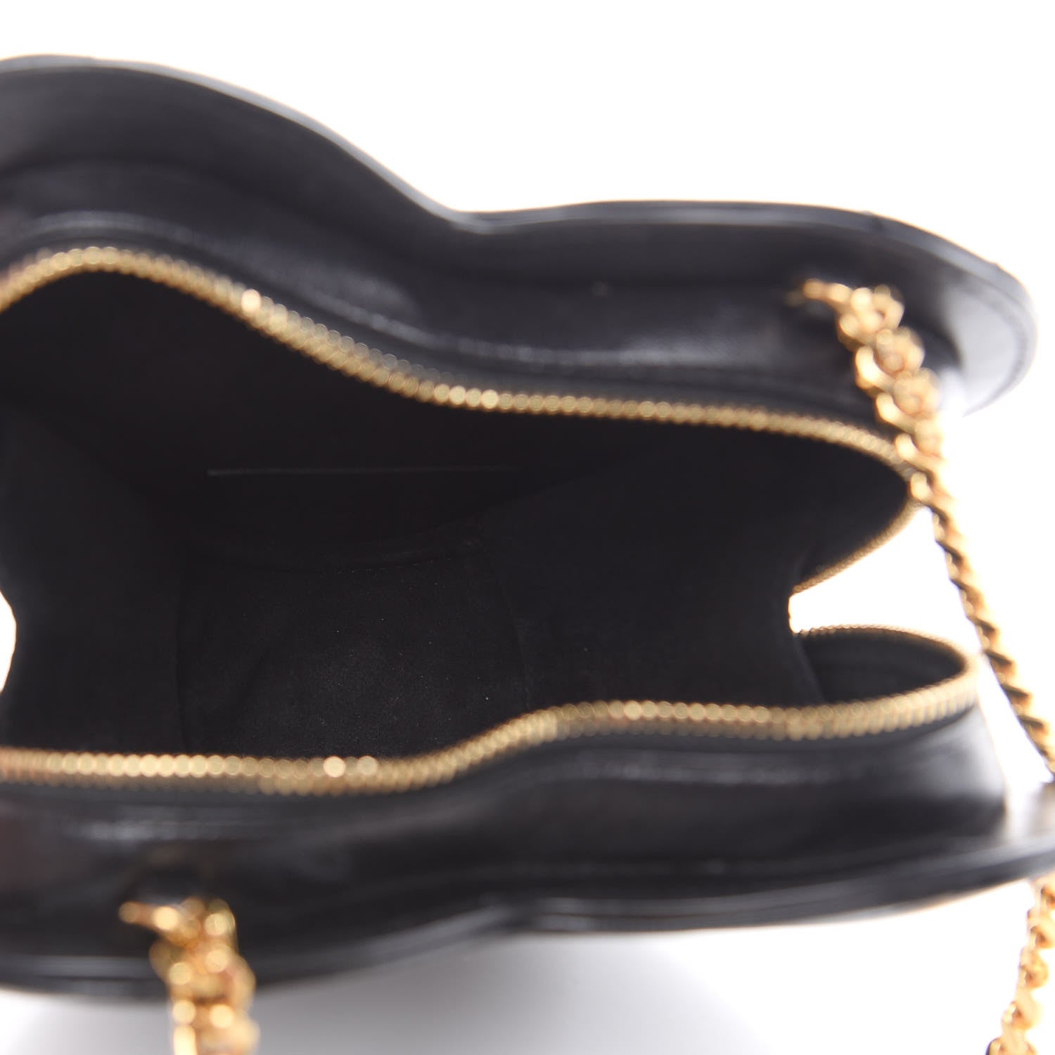 Saint Laurent Lambskin Matelasse Chevron Monogram Small Love Heart Chain Bag Black 5 of 11