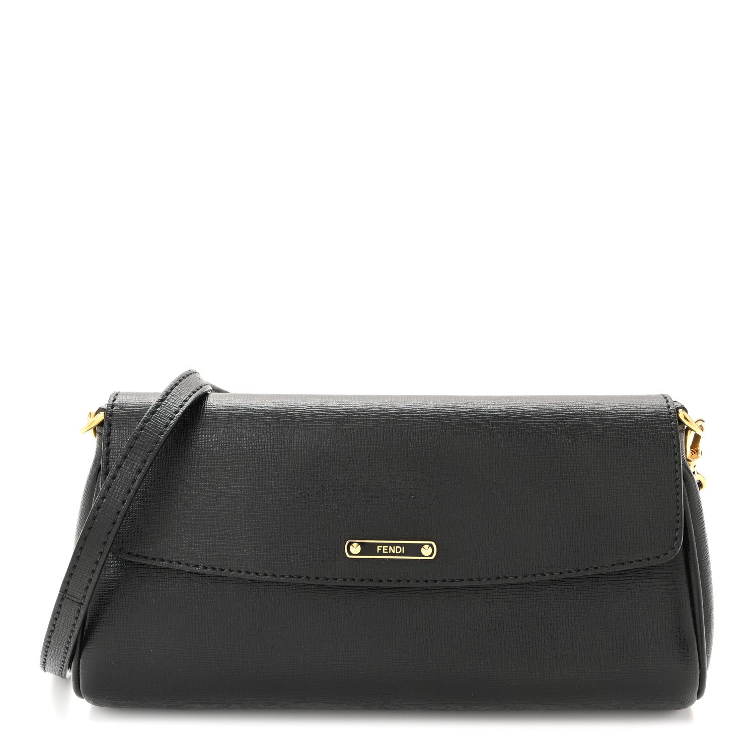Fendi Vitello Elite Flap Crossbody Bag Black 13 of 19