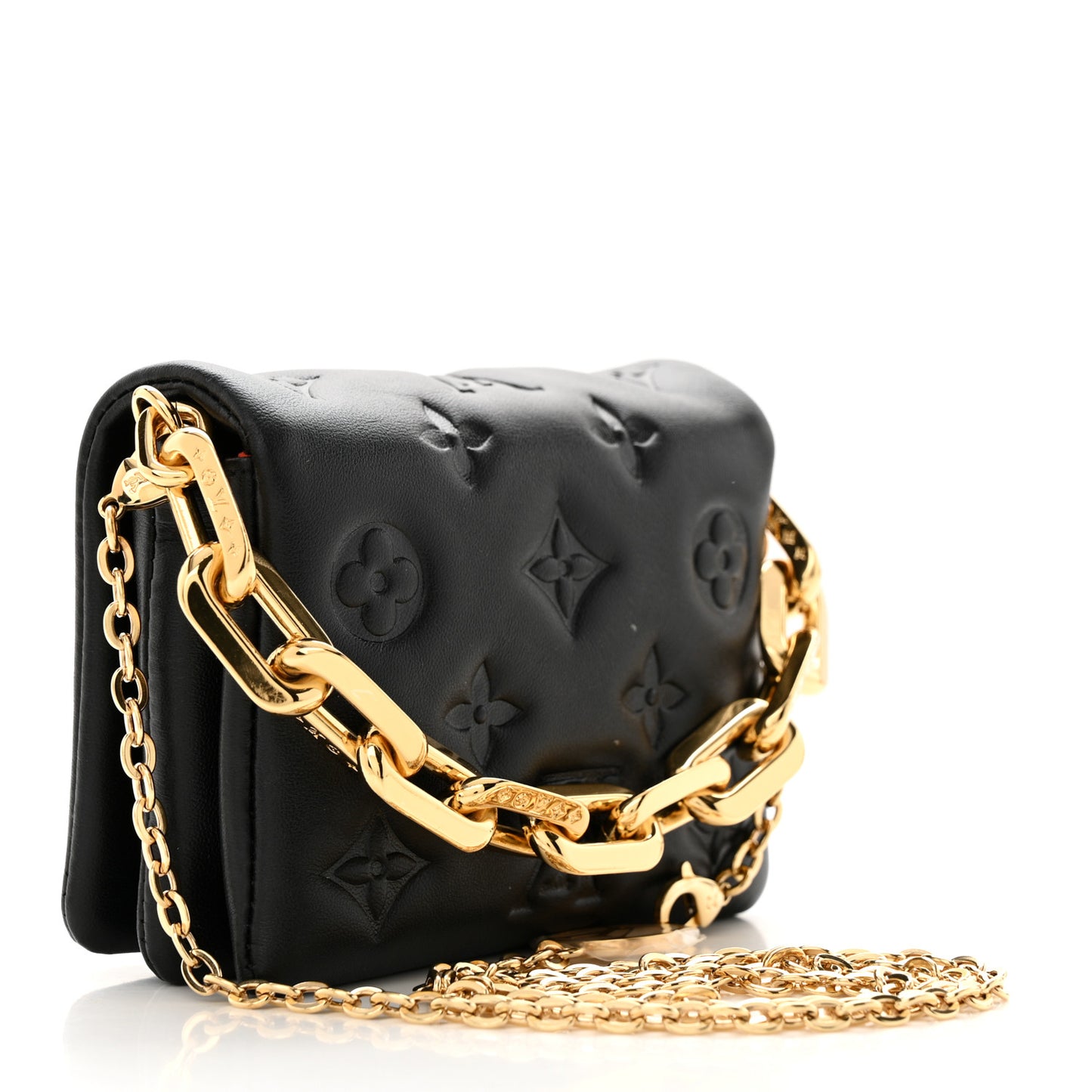 Lambskin Embossed Monogram Coussin Belt Bag Black