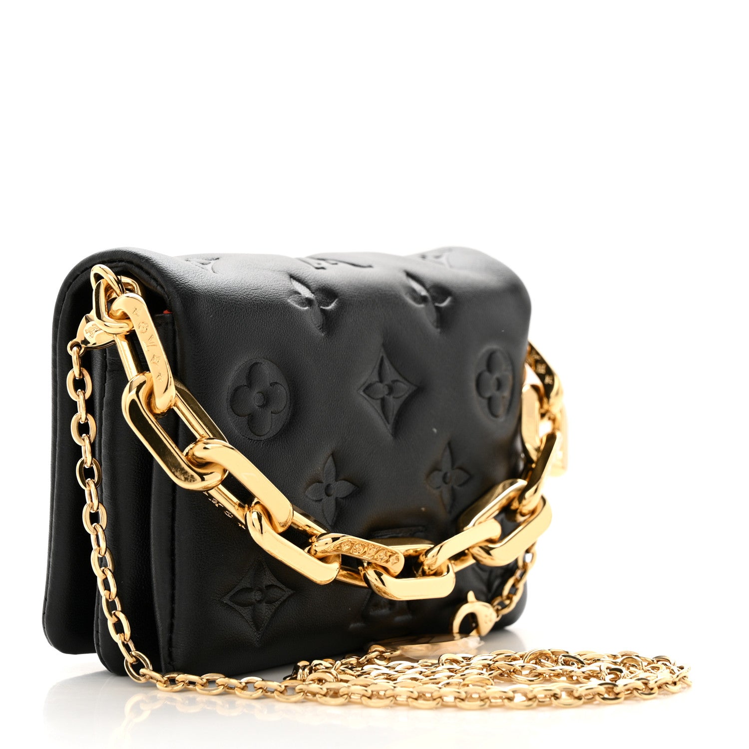 Louis Vuitton Lambskin Embossed Monogram Coussin Belt Bag Black 3 of 9