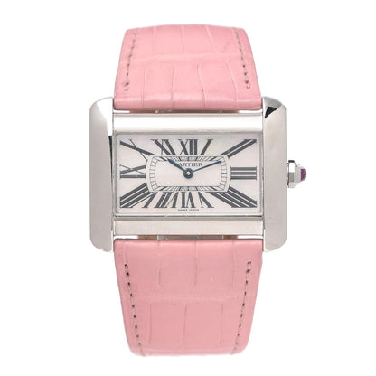 Cartier Stainless Steel Crocodile Mother of Pearl 38mm Tank Divan Quartz Watch Pink 1 of 6