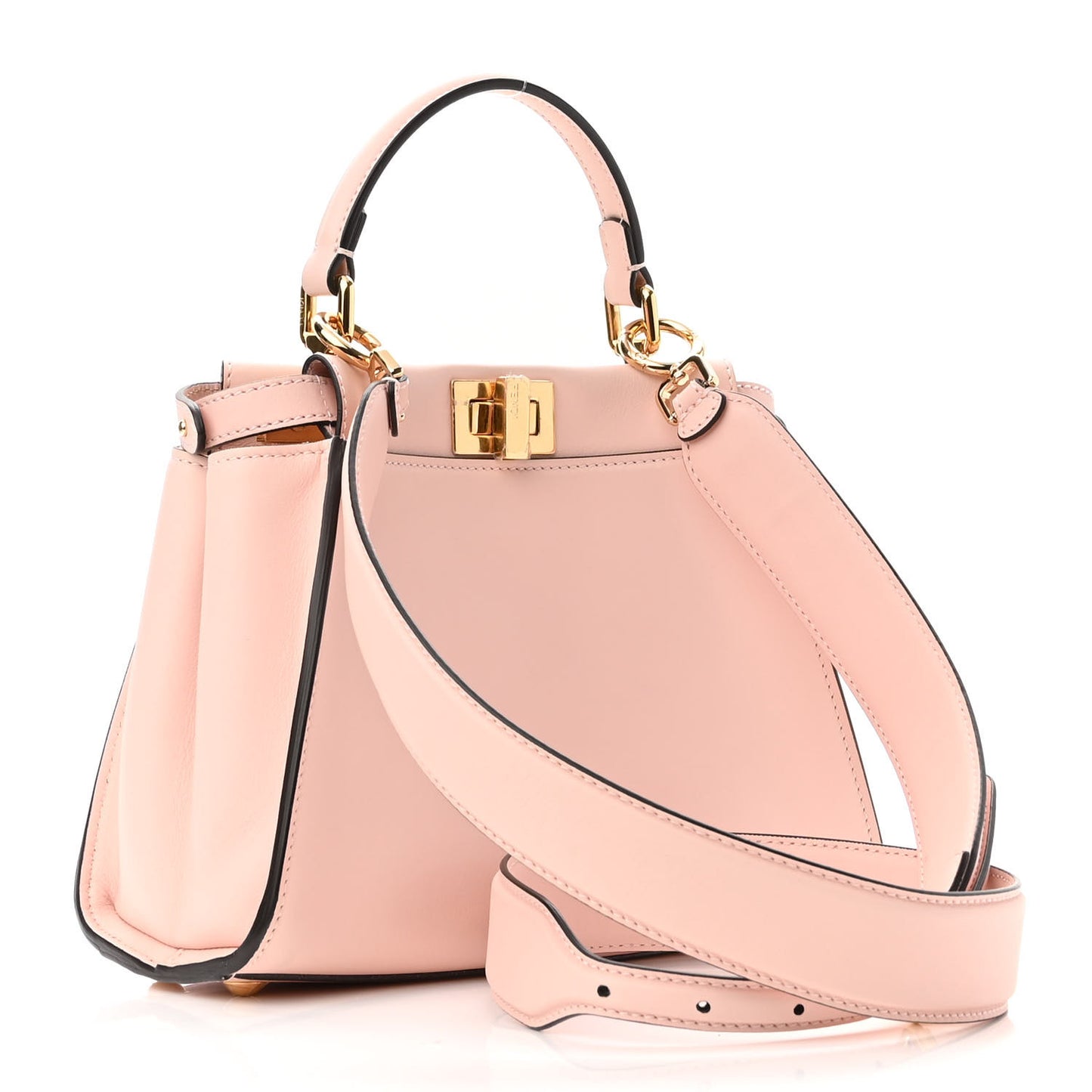Vitello Seta Canvas FF Embroidered Mini Peekaboo Iconic Satchel Rosa Confetto