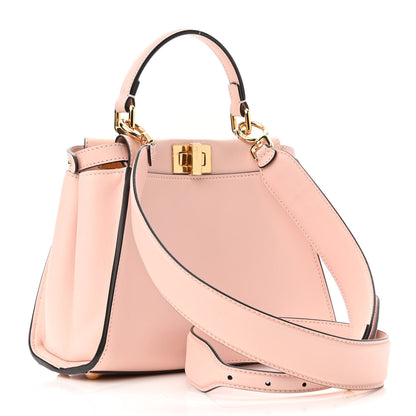 Fendi Vitello Seta Canvas FF Embroidered Mini Peekaboo Iconic Satchel Rosa Confetto 3 of 10
