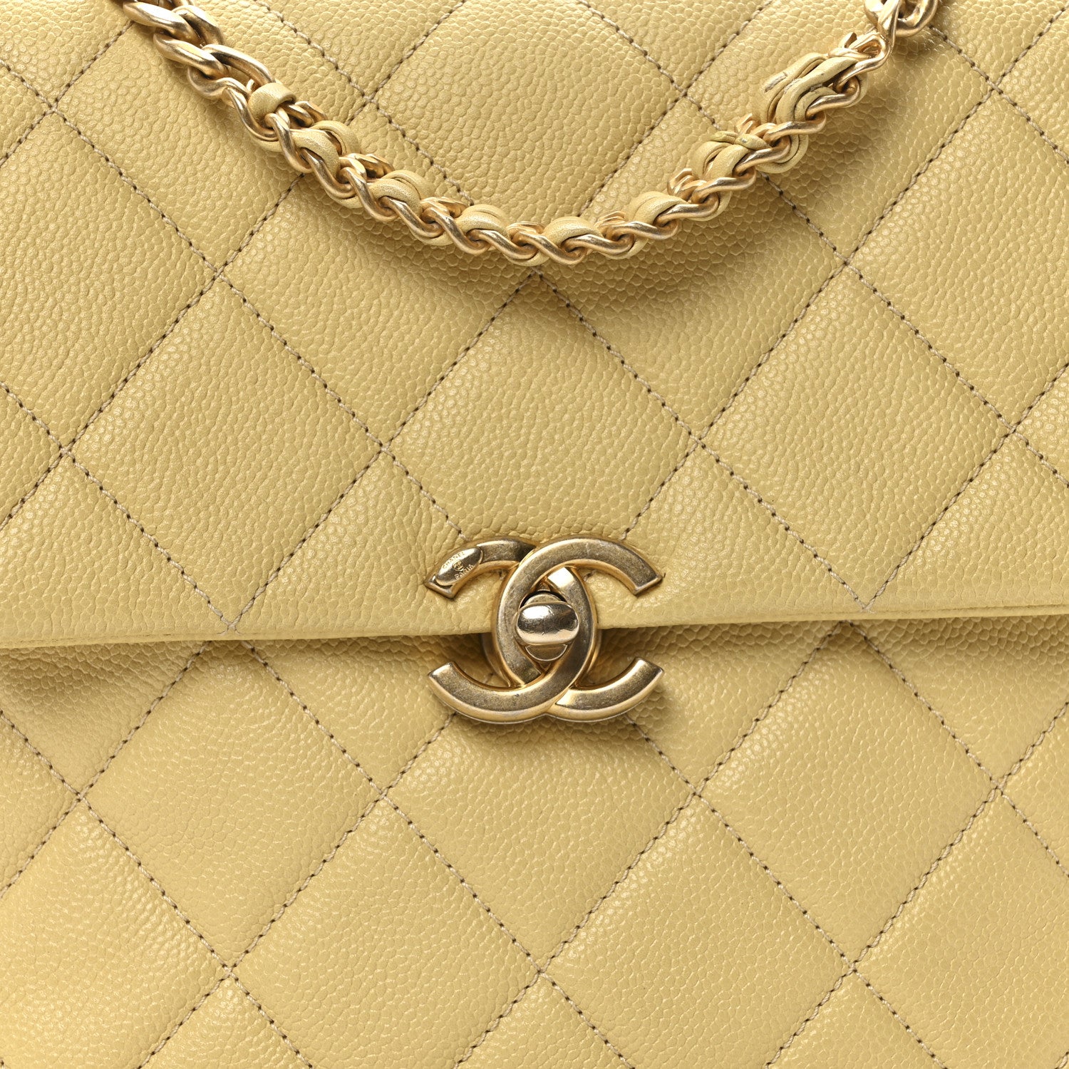 Chanel Shiny Caviar Quilted Chain Melody Backpack Yellow 8 of 10