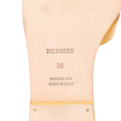 Hermes Calfskin Oran Sandals 38 Jaune Citron 7 of 9