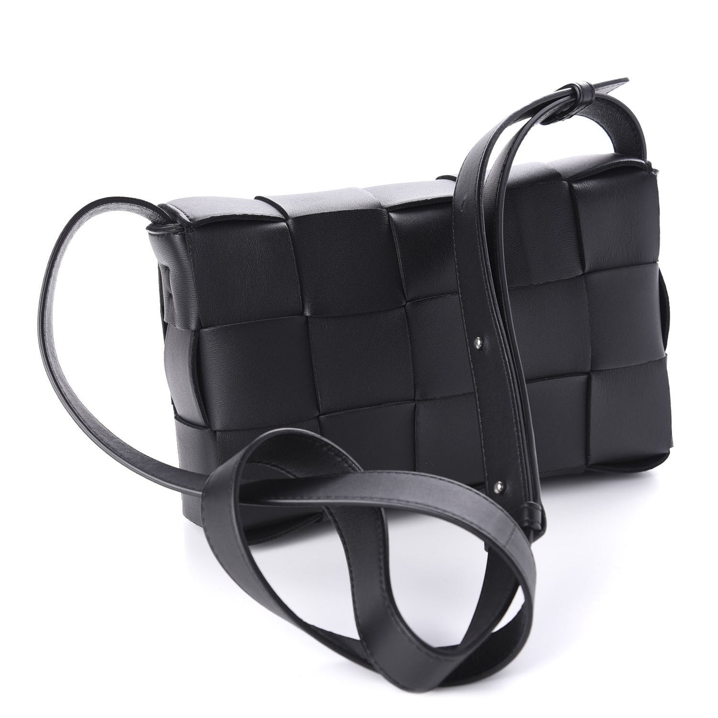 Lambskin Maxi Intrecciato Cassette Crossbody Bag Black