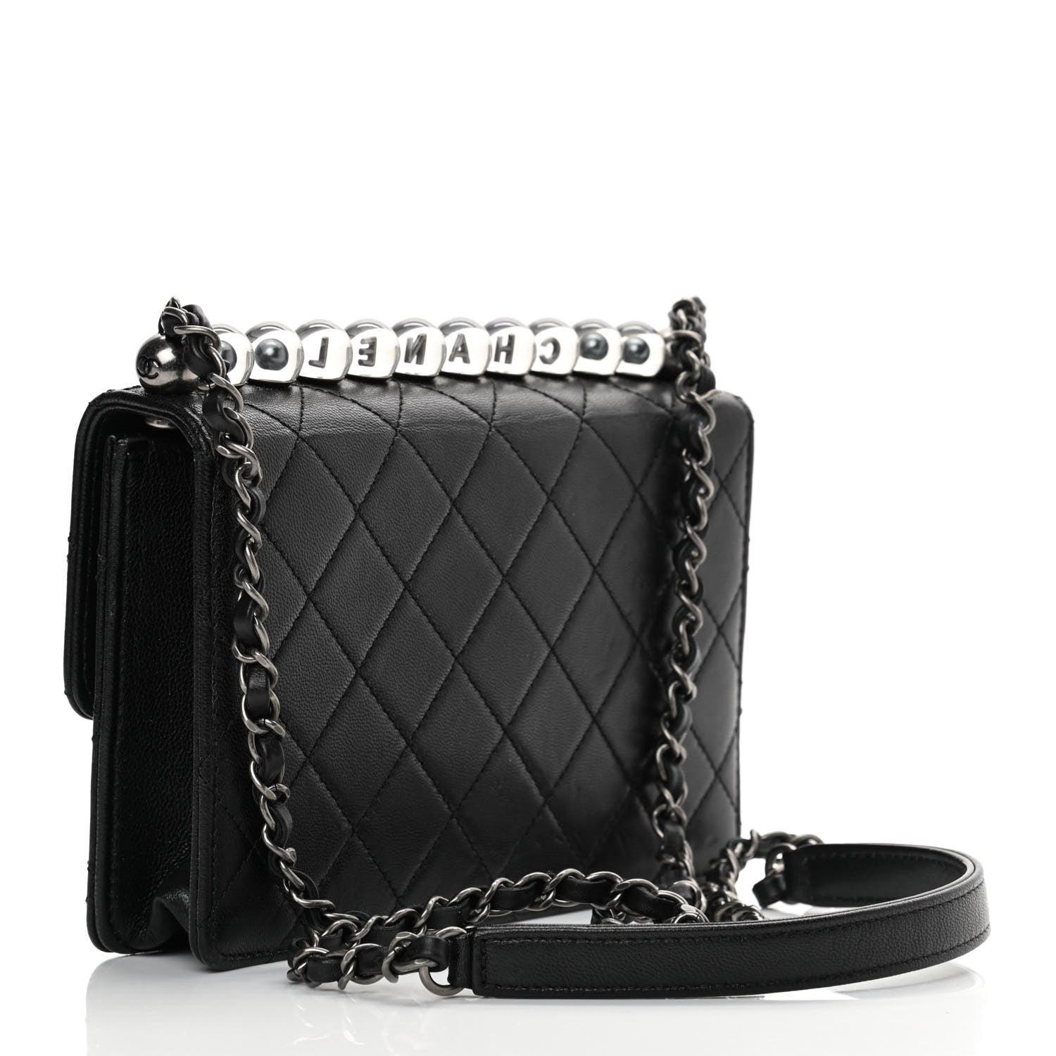 Chanel Goatskin Quilted Logo Small Chic Flap Black 3 of 18