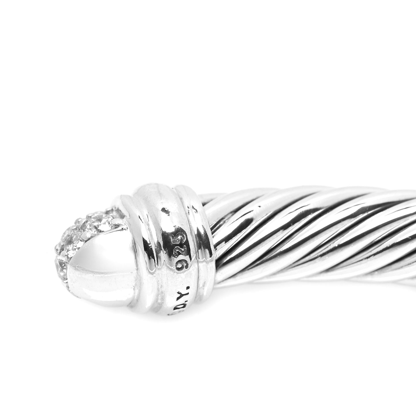 Sterling Silver Pave Diamond 5mm Cable Classics Bracelet