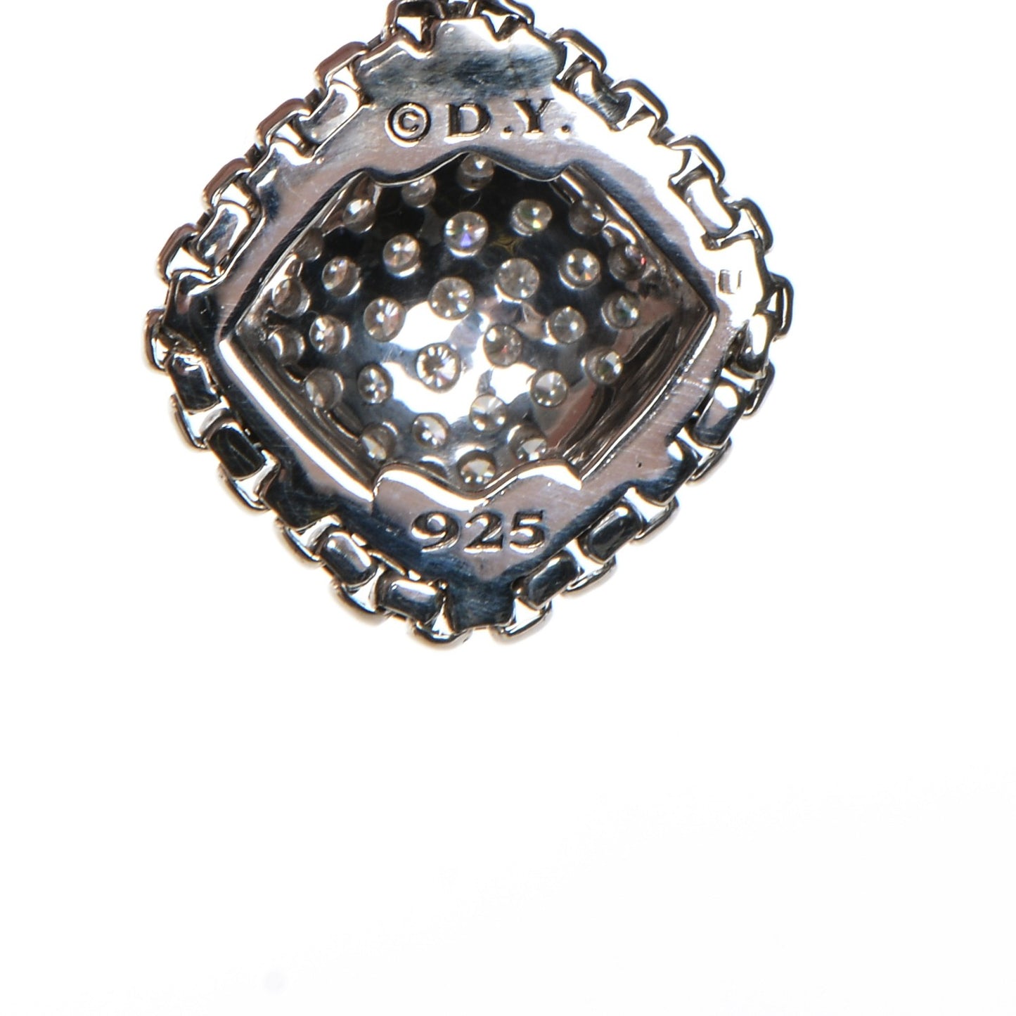Sterling Silver Diamond Cushion On Point Drop Earrings