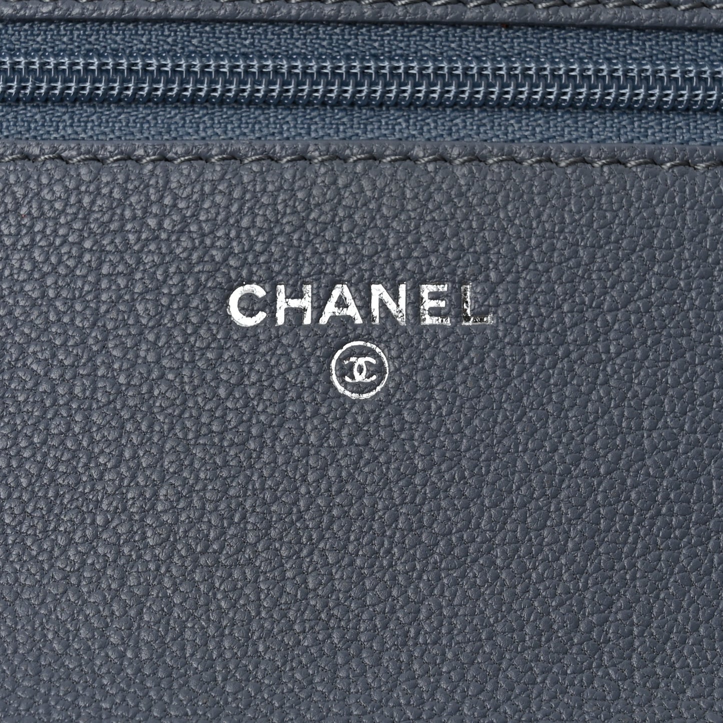 Goatskin Embossed Wallet On Chain WOC Blue