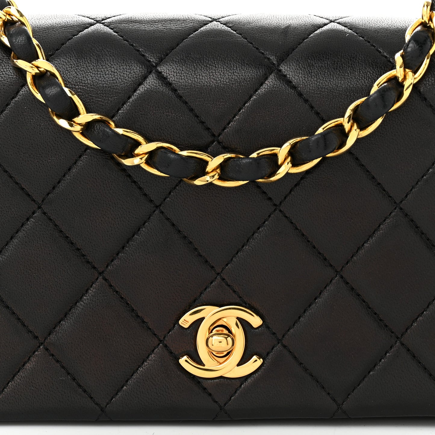 Lambskin Quilted Small Single Flap Black