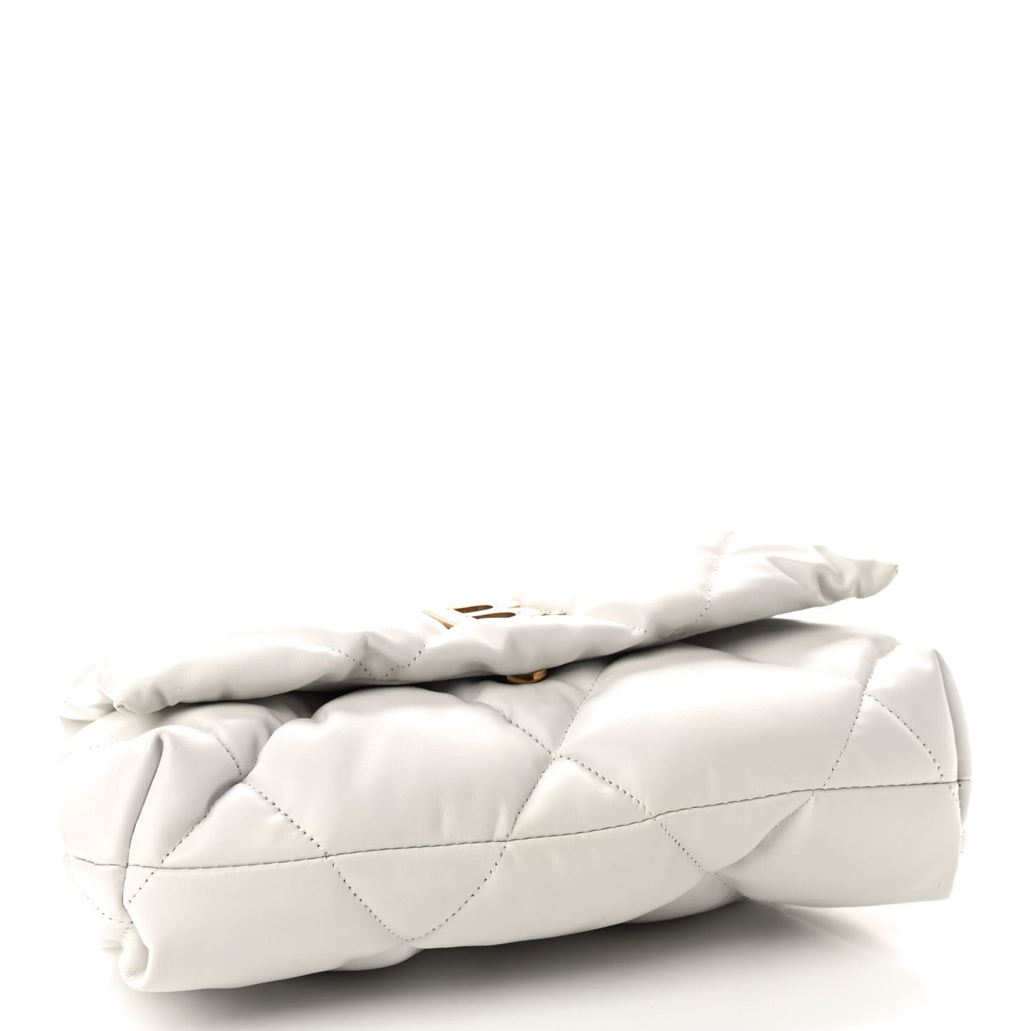 Nappa Calfskin Quilted Touch B Puffy Clutch White