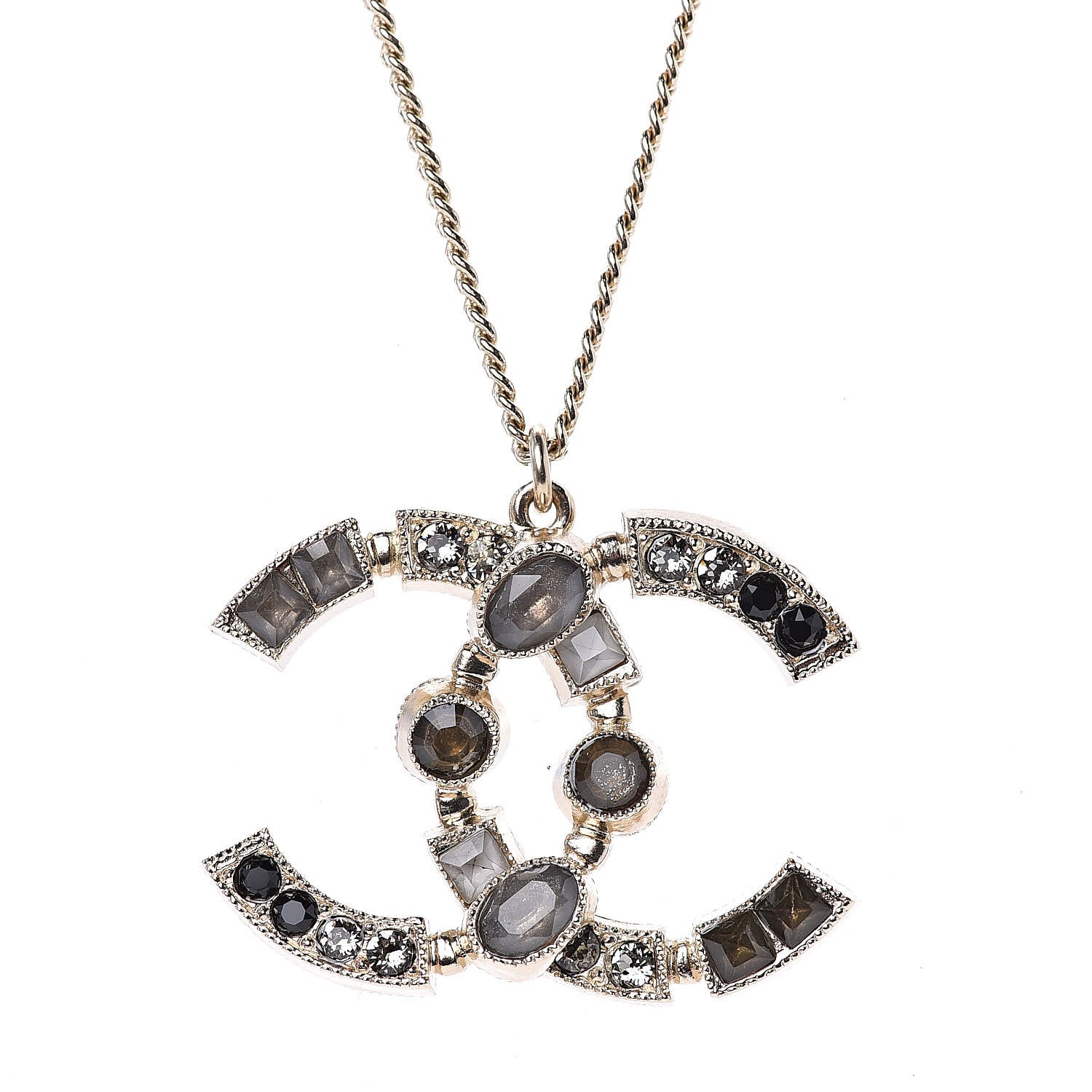 Chanel Baguette Crystal CC Necklace Light Gold 5 of 5