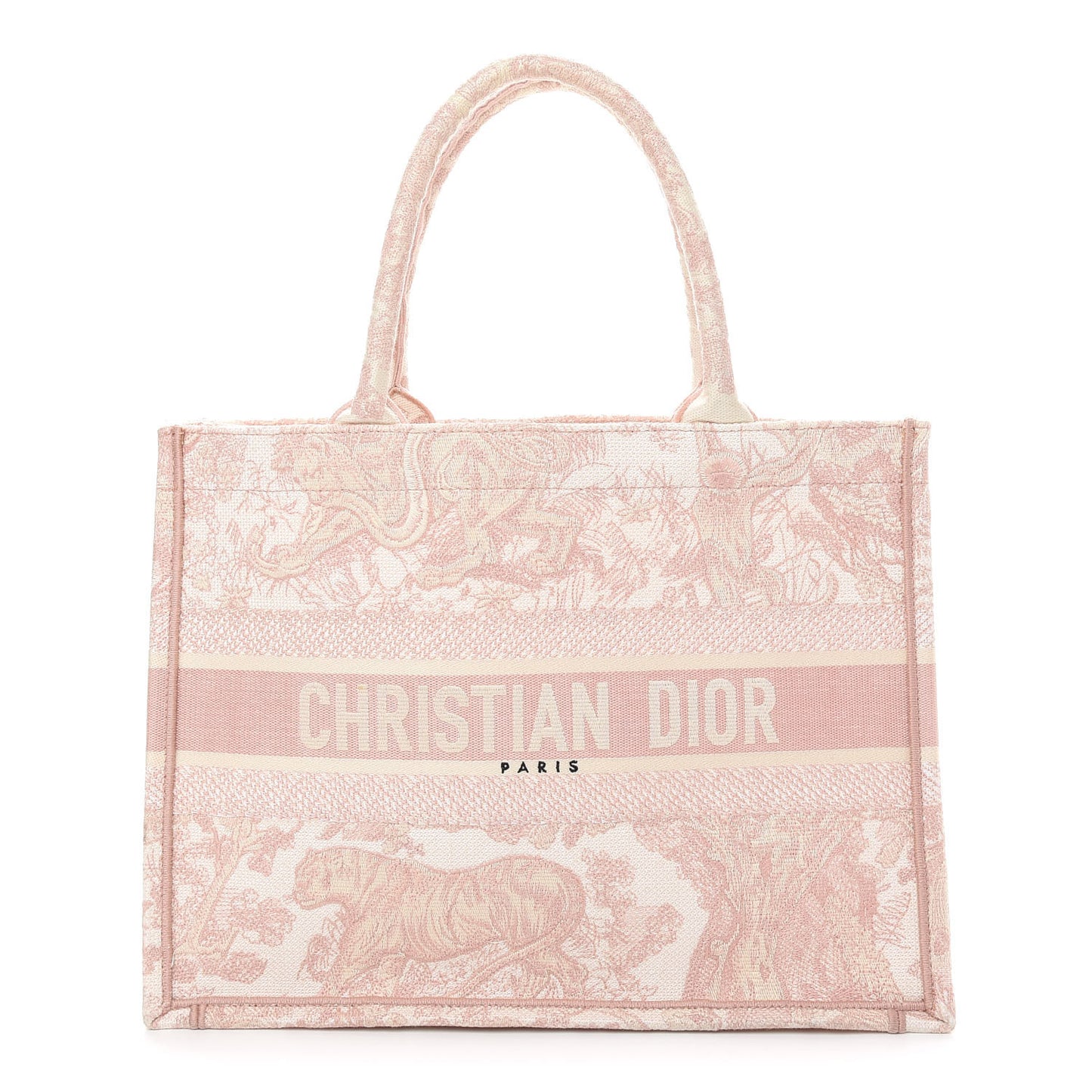 Canvas Embroidered Medium Dioriviera Toile De Jouy Book Tote Rose