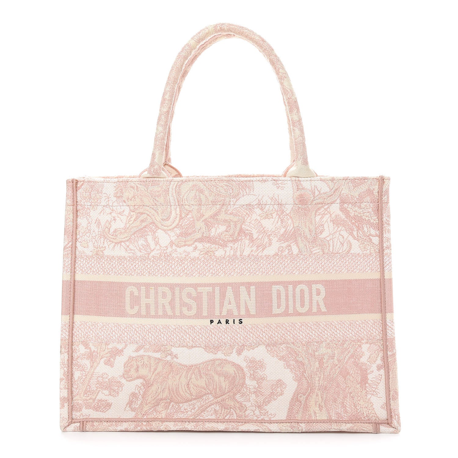 Christian Dior Canvas Embroidered Medium Dioriviera Toile De Jouy Book Tote Rose 1 of 9