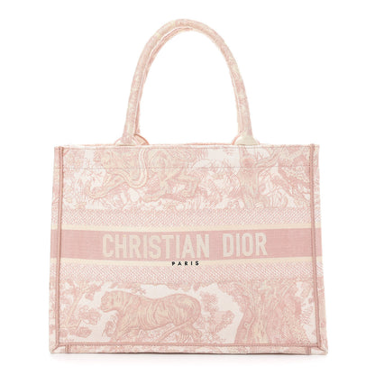 Christian Dior Canvas Embroidered Medium Dioriviera Toile De Jouy Book Tote Rose 1 of 9