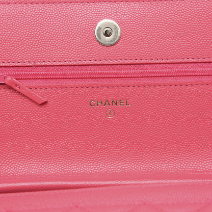 Chanel Caviar Quilted French New Wave Chain CC Wallet On Chain WOC Pink 9 of 12
