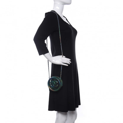 Chanel PVC Calfskin Lambskin Quilted Round Filigree Clutch With Chain Green 2 of 11