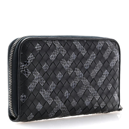 Bottega Veneta Nappa Intrecciato Ayers Zip Around Wallet Black Blue 3 of 11