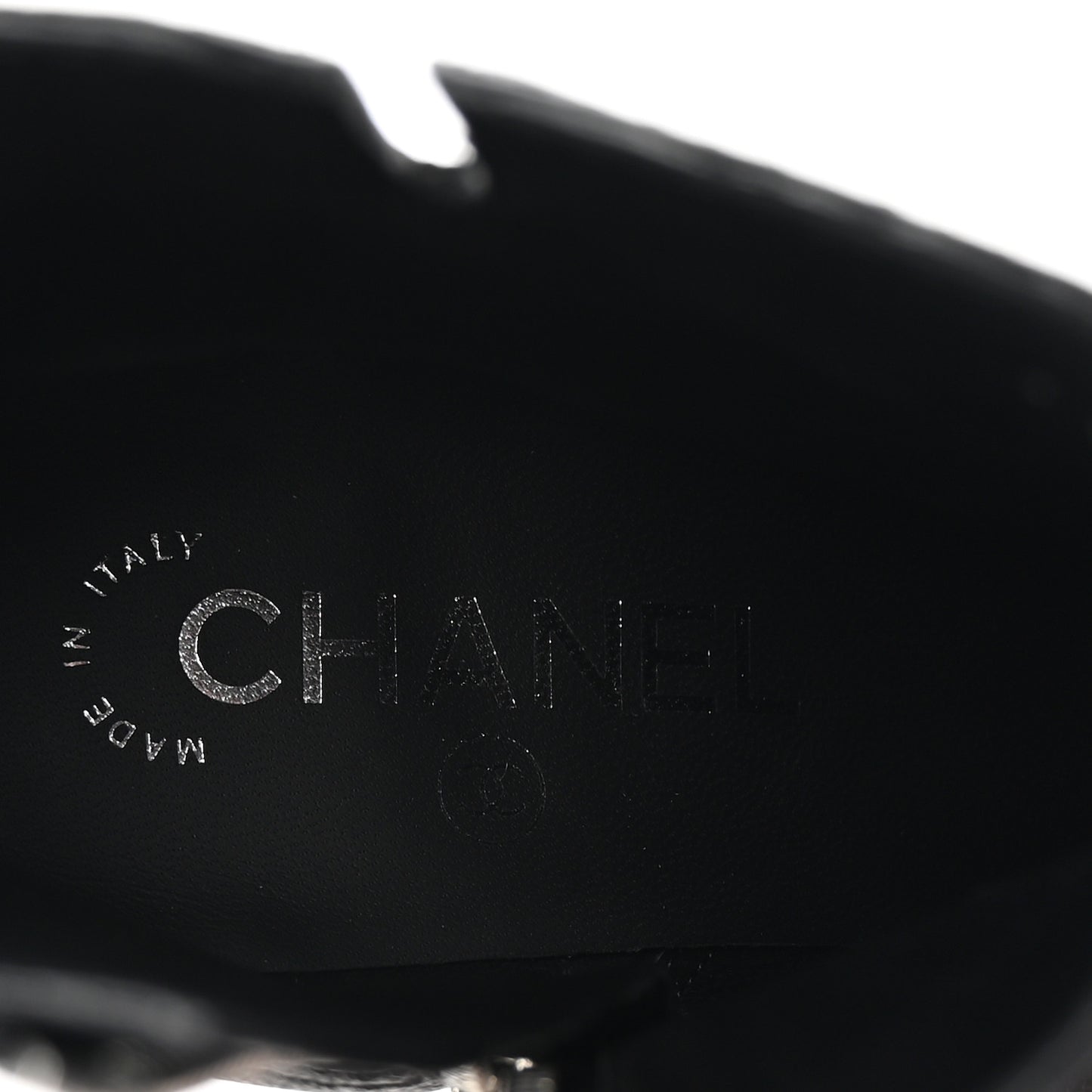 Goatskin Calfskin CC Short Boots 38.5 Black White