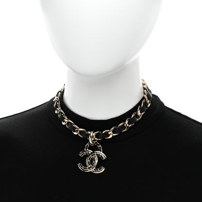 Chanel Metal Lambskin CC Choker Necklace Black Gold 2 of 6