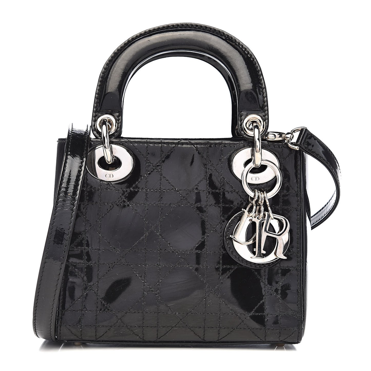 Patent Cannage Mini Lady Dior Black