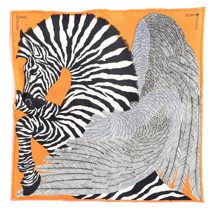 Hermes Silk Carre Zebra Pegasus Nano Scarf 20 Orange Vif Black 5 of 10