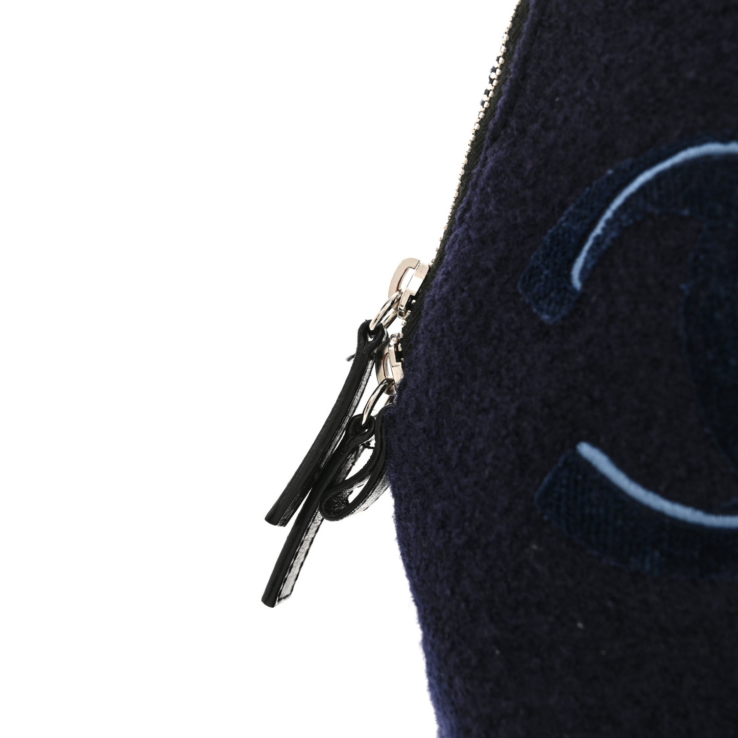 Wool Calfskin Embroidered Paris Hamburg Large Shopping Bag Blue