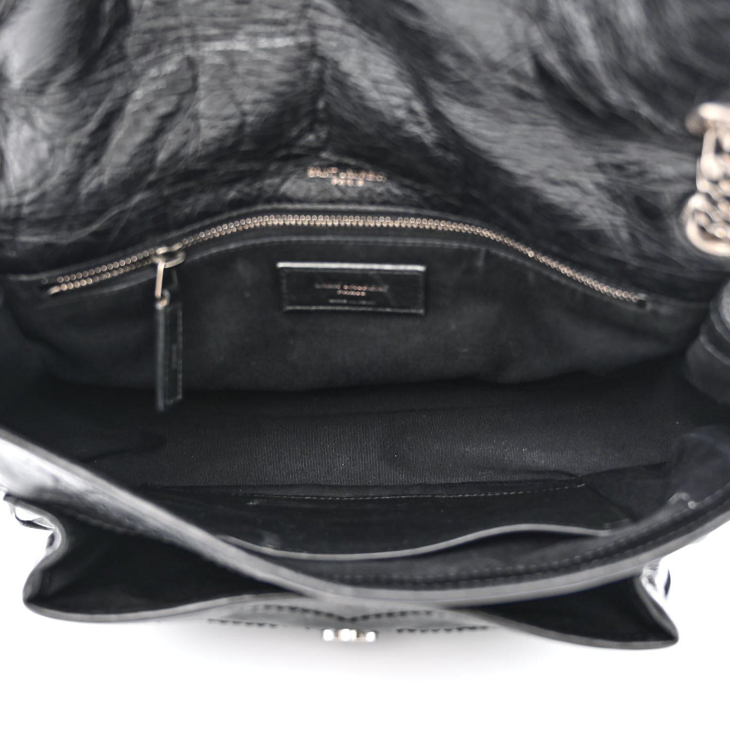 Saint Laurent Crinkled Calfskin Matelasse Monogram Medium Niki Chain Satchel Black 5 of 13