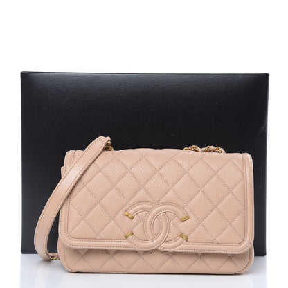 Chanel Caviar Quilted Small CC Filigree Flap Beige 10 of 10