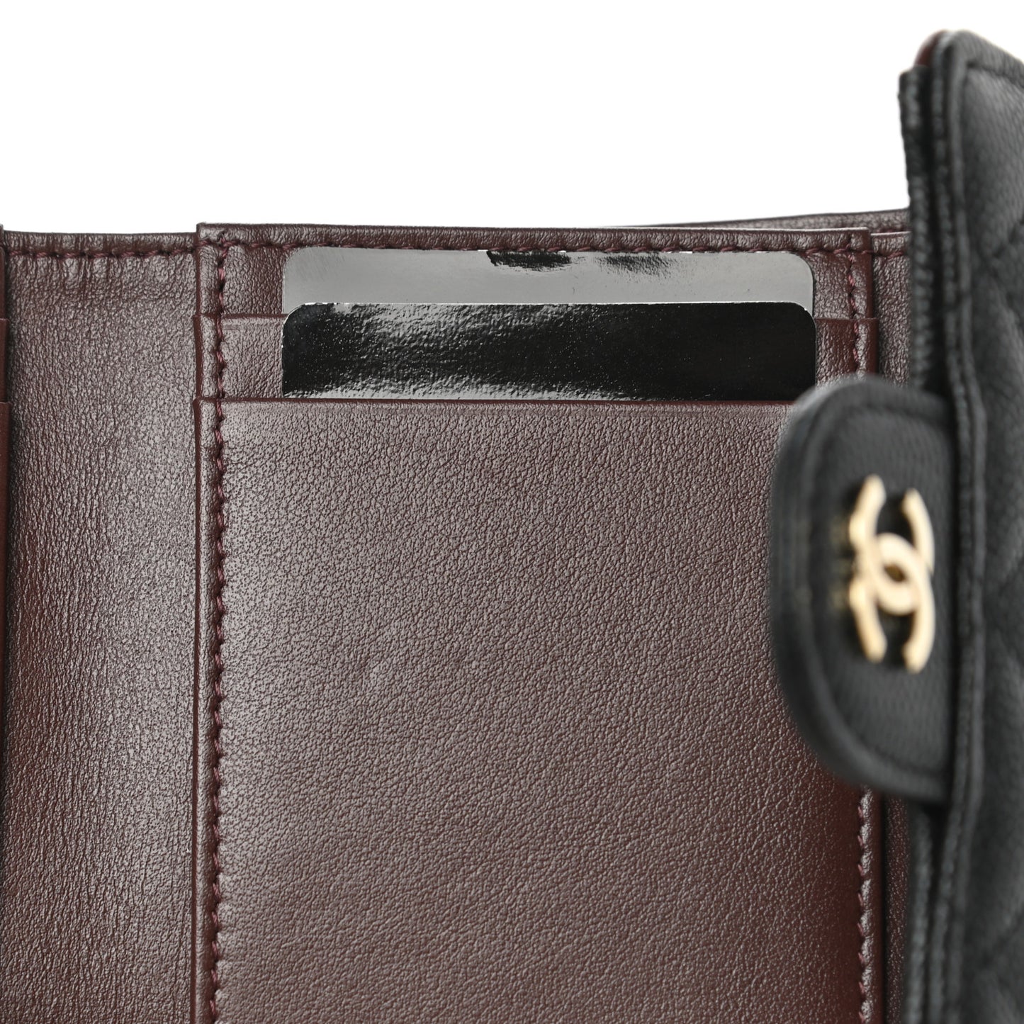 Caviar Quilted Compact Flap Wallet Black