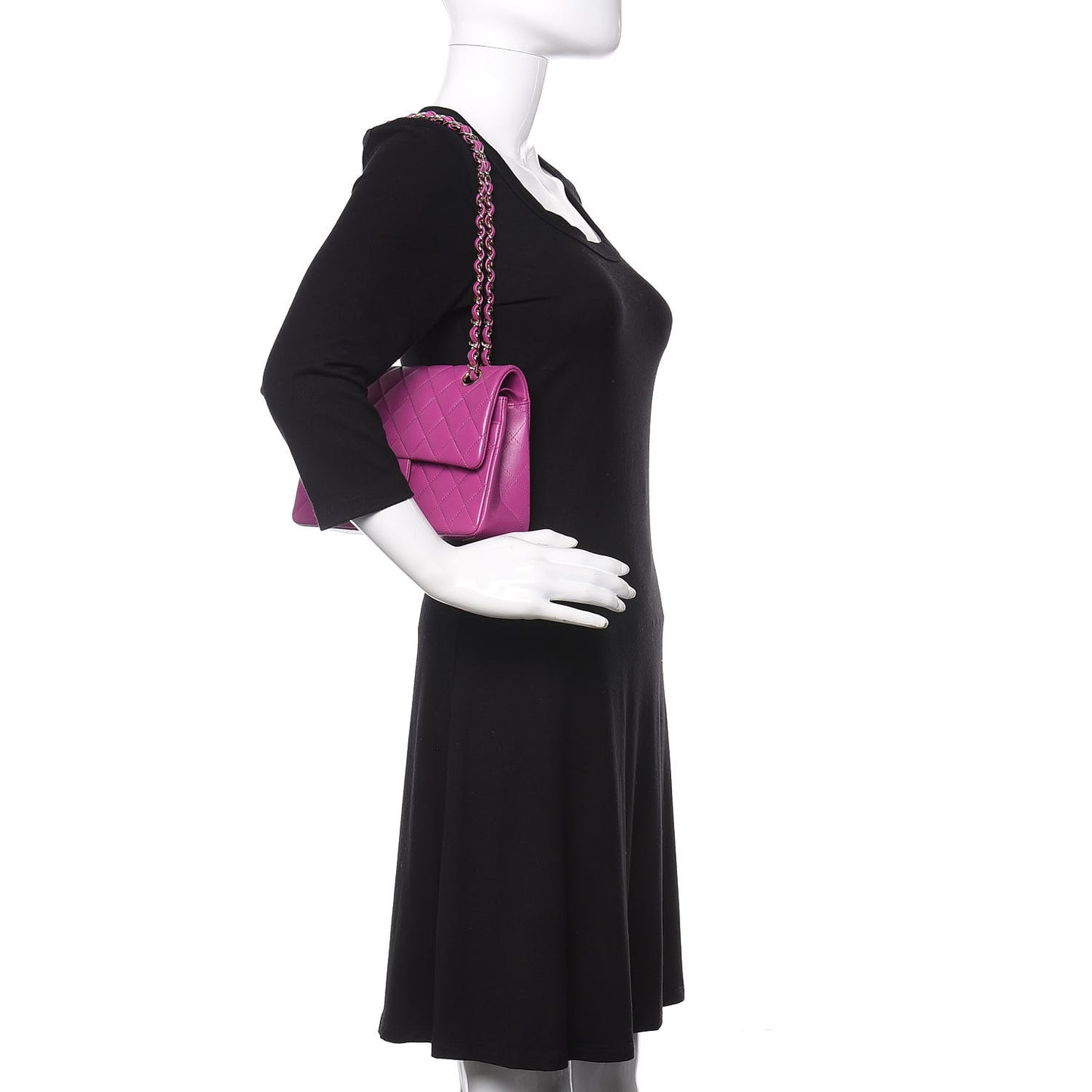 Lambskin Quilted Small Double Flap Purple