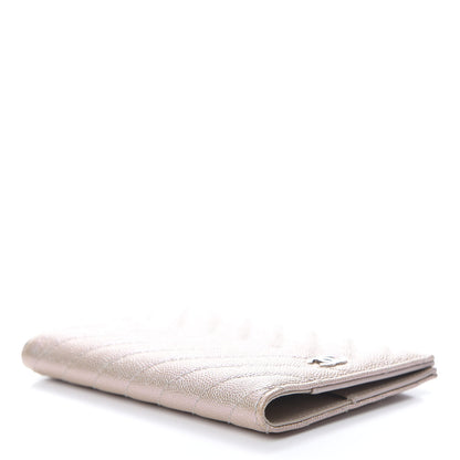 Chanel Metallic Caviar Chevron Quilted Passport Holder Light Gold 4 of 8
