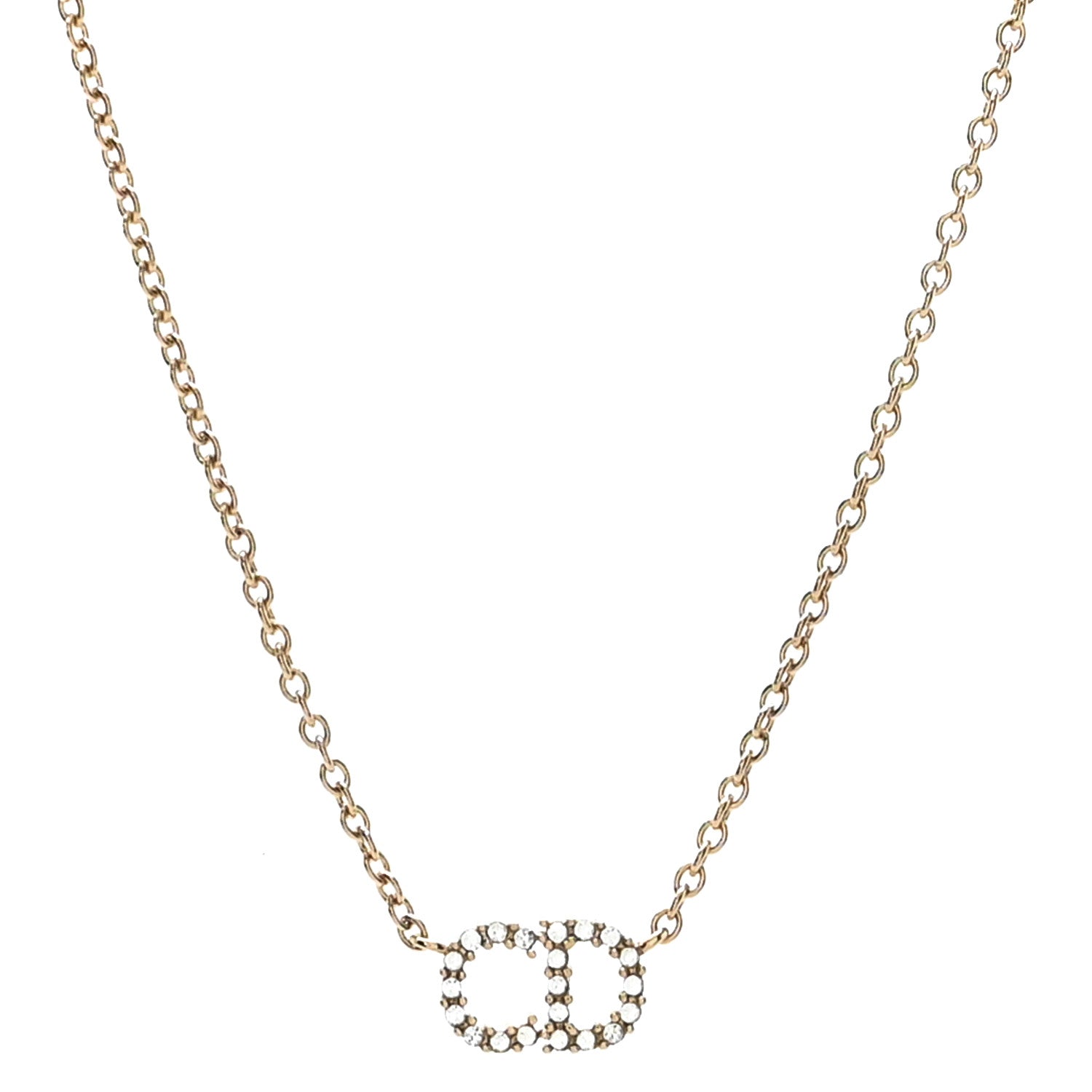 Christian Dior Metal Crystal Clair D Lune Necklace Gold 1 of 6