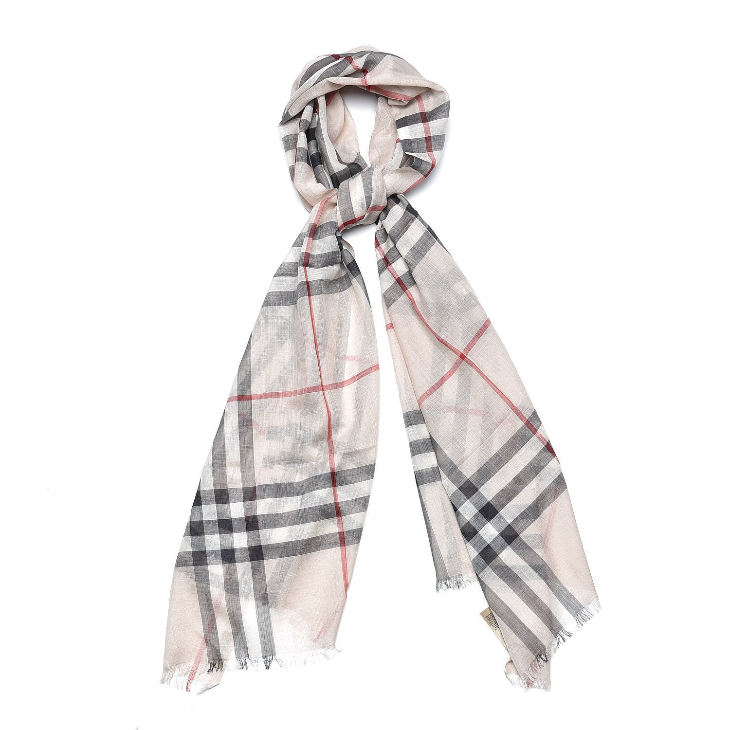 Burberry Wool Silk Gauze Giant Check Lightweight Scarf Stone 1 of 5