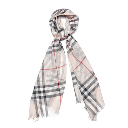 Burberry Wool Silk Gauze Giant Check Lightweight Scarf Stone 1 of 5