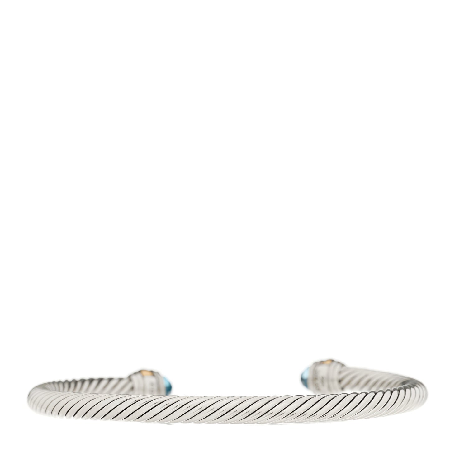 Sterling Silver 14K Yellow Gold Blue Topaz 5mm Cable Classics Bracelet