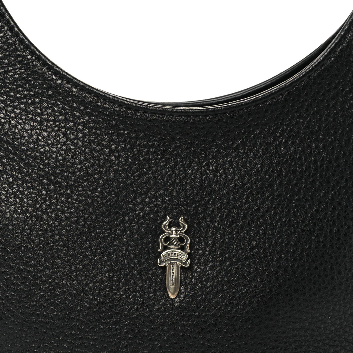 Grained Calfskin Viv Dagger Hobo Bag Black