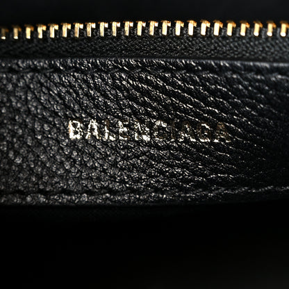 Balenciaga Grained Calfskin Logo S Ville Top Handle Bag Black White 6 of 12