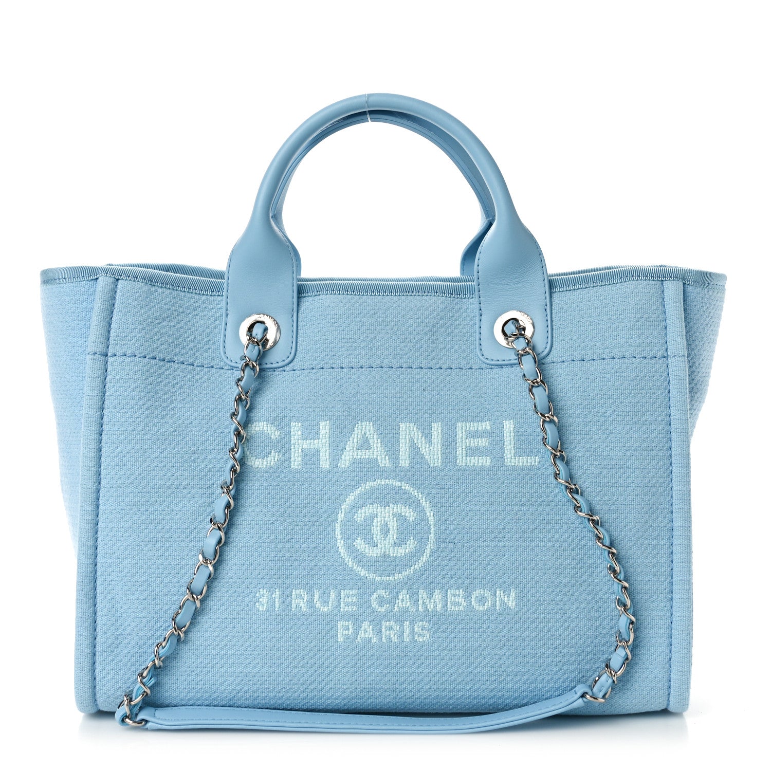 Chanel Mixed Fibers Small Deauville Tote Light Blue 1 of 12