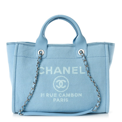 Chanel Mixed Fibers Small Deauville Tote Light Blue 1 of 12